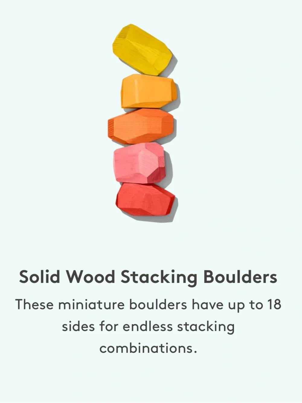Lovevery Colorful Solid Wood Stacking Boulders with drawstring bag